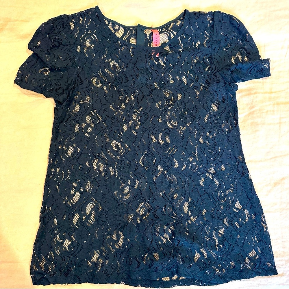 Black Lace Sexy See Through Top Size Small